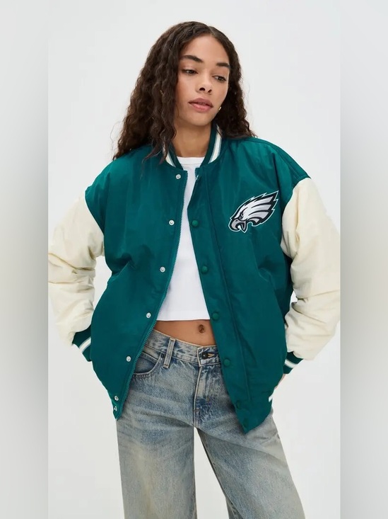 Terez Jackets & Blazers - New! Terez  EAGLES Bomber Varsity Jacket 🦅🏈 Large Eagles Midnight Green + Sugar